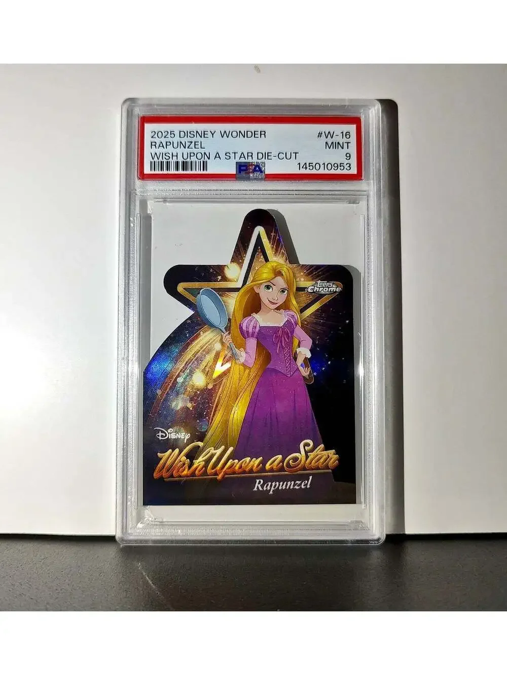 Rapunzel 2025 Topps Chrome Disney #W-16 Wish Upon A Star Die Cut Tangled PSA 9